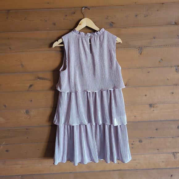 Anthropologie Estelle Dress Blush Pink Tiered Bridesmaid Pastel Metallic NWT S - Picture 4 of 7